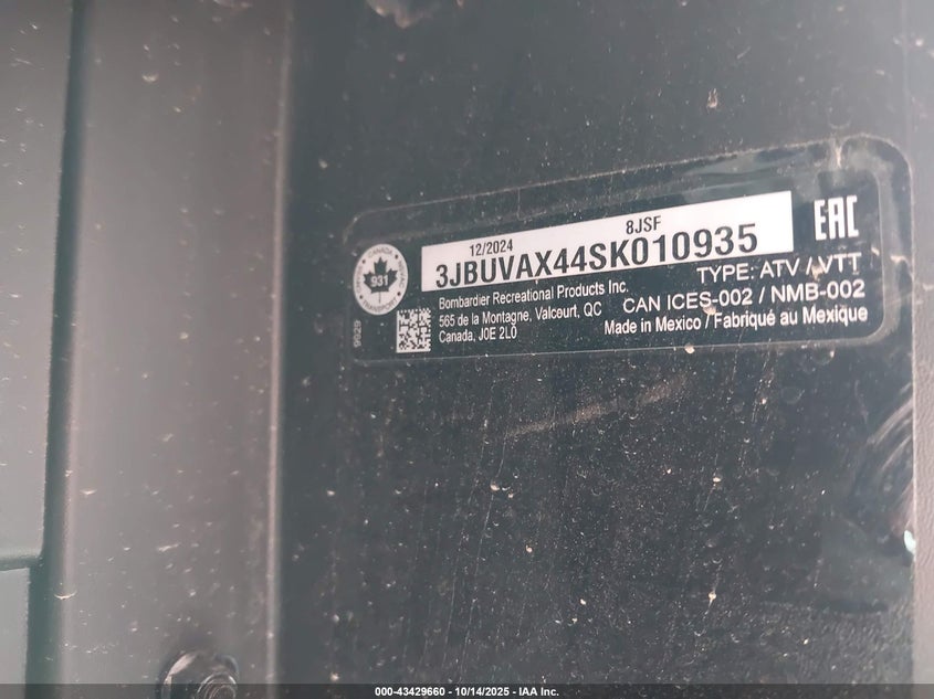3JBUVAX44SK010935 2025 CAN-AM/ BRP TRAXTER photo no. 10