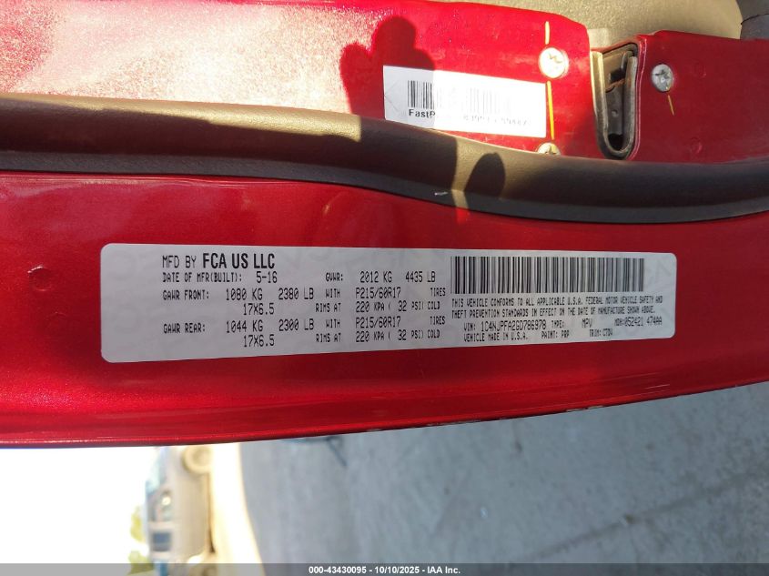 2016 Jeep Patriot Latitude VIN: 1C4NJPFA2GD786978 Lot: 43430095