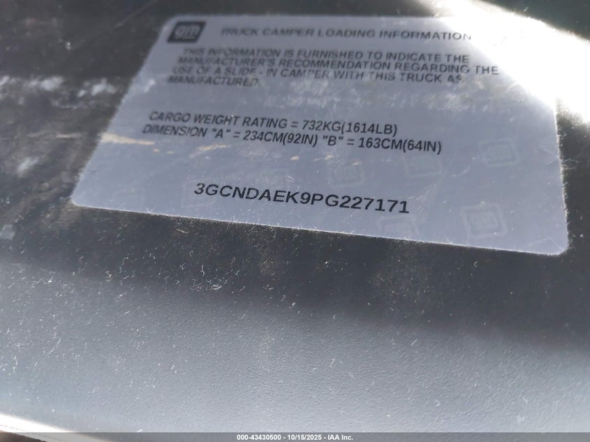 2023 CHEVROLET SILVERADO 1500 4WD  LONG BED WT 3GCNDAEK9PG227171