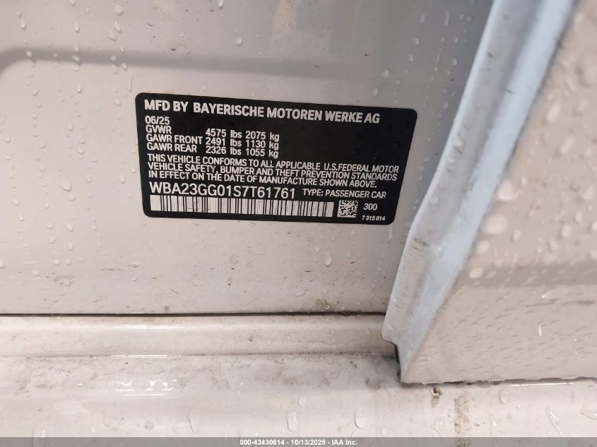 2025 BMW 228 Gran Coupe xDrive VIN: WBA23GG01S7T61761 Lot: 43430614