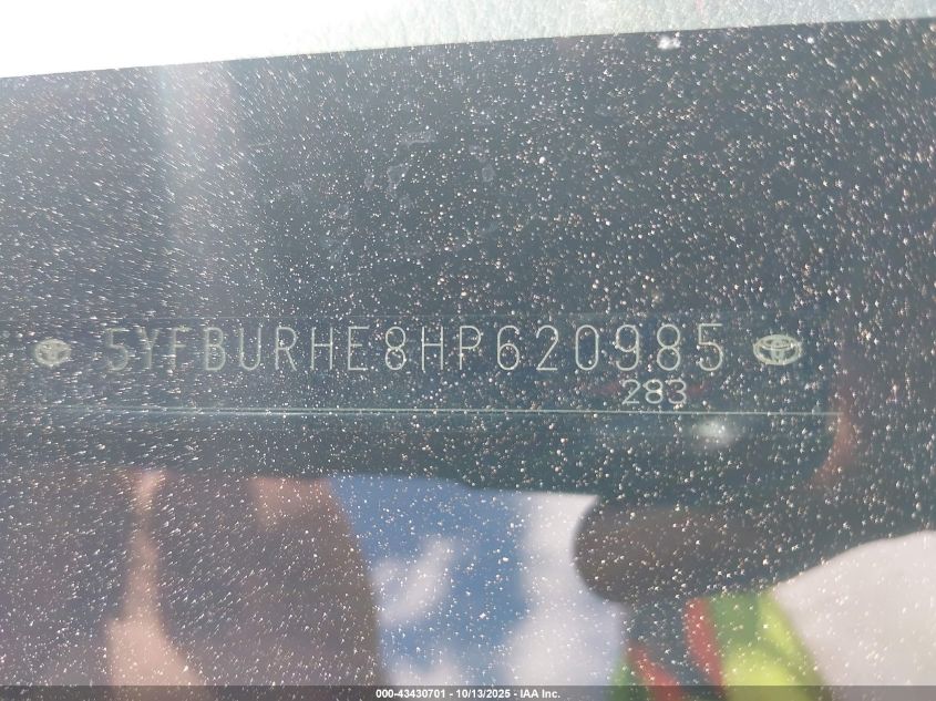 2017 Toyota Corolla Xse VIN: 5YFBURHE8HP620985 Lot: 43430701