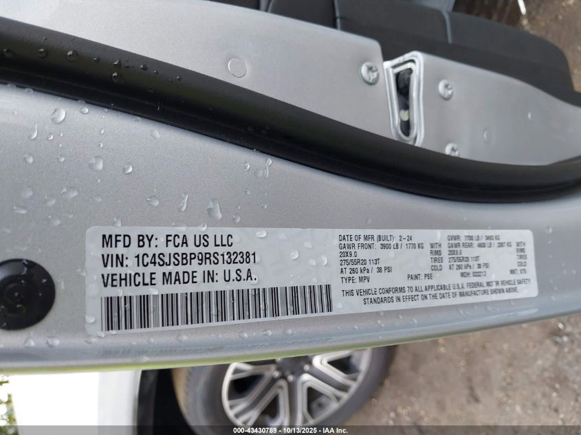 2024 Jeep Wagoneer L Series Ii 4X4 VIN: 1C4SJSBP9RS132381 Lot: 43430789