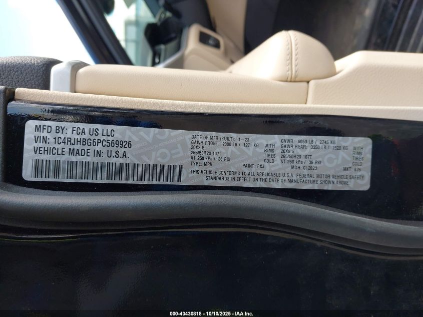 2023 Jeep Grand Cherokee Limited 4X4 VIN: 1C4RJHBG6PC569926 Lot: 43430818