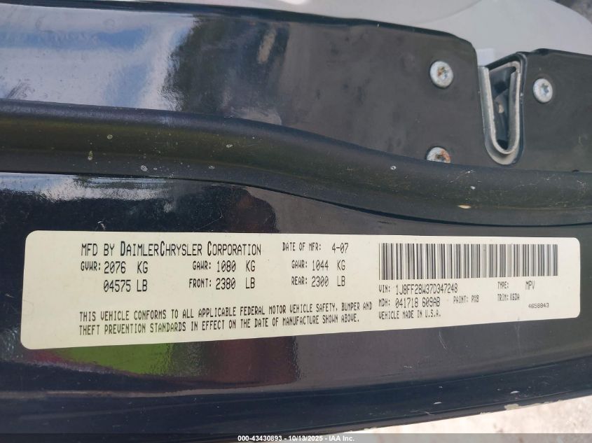 2007 Jeep Patriot Sport VIN: 1J8FF28W37D347248 Lot: 43430893