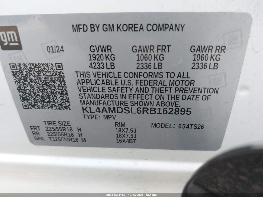 2024 Buick Encore Gx Sport Touring Fwd VIN: KL4AMDSL6RB162895 Lot: 43431156