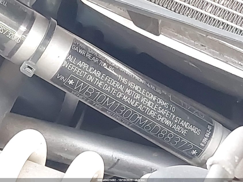 2021 BMW R 1250 Gs Adventure VIN: WB10M1300M6D88372 Lot: 43431492