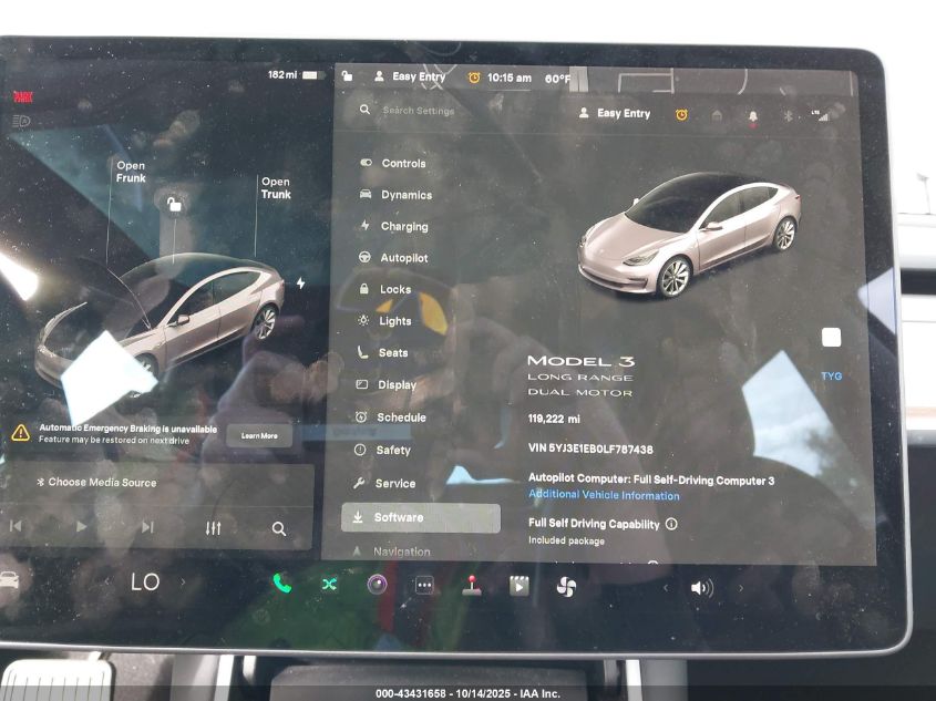 2020 Tesla Model 3 Long Range Dual Motor All-Wheel Drive VIN: 5YJ3E1EB0LF787438 Lot: 43431658