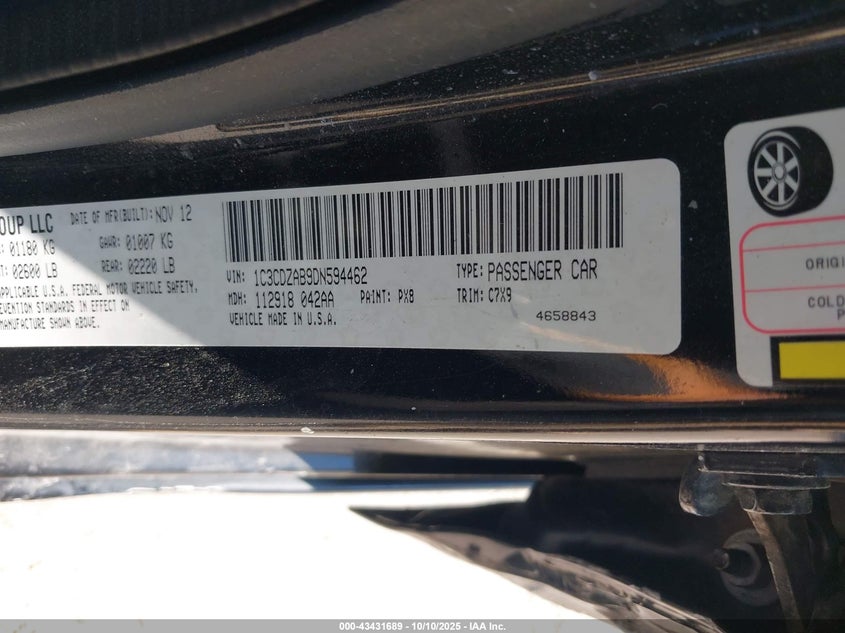 2013 DODGE AVENGER SE 1C3CDZAB9DN594462