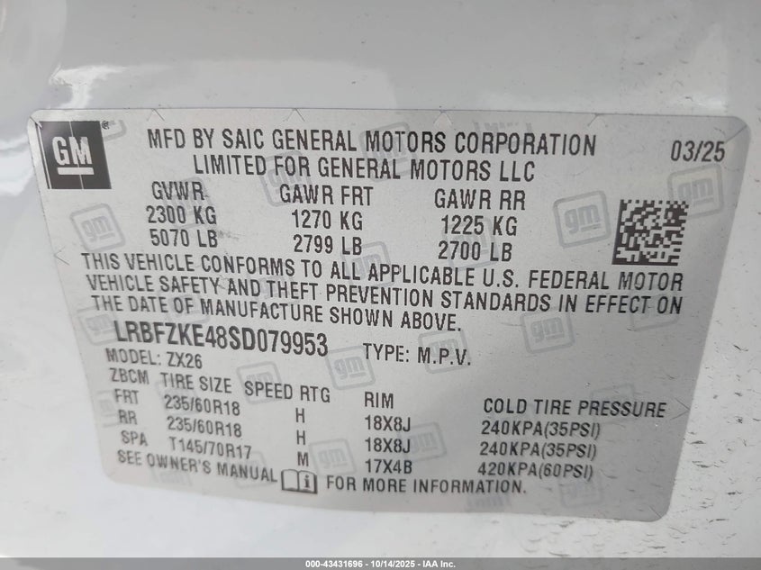 2025 Buick Envision 2.0 Preferred Awd White Lot 111043431696 Vin LRBFZKE48SD079953