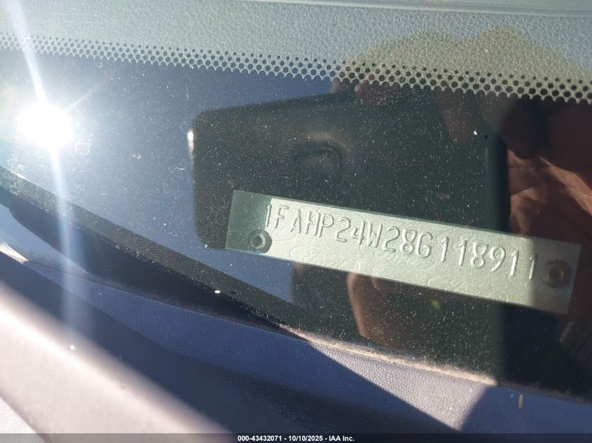 2008 Ford Taurus Sel VIN: 1FAHP24W28G118911 Lot: 43432071