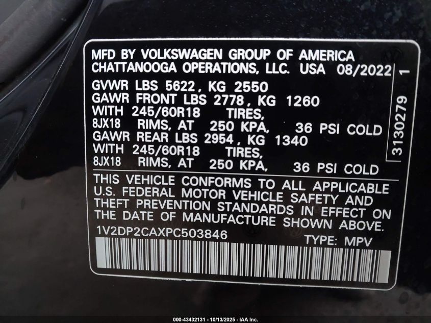 2023 VOLKSWAGEN ATLAS 2.0T SE 1V2DP2CAXPC503846