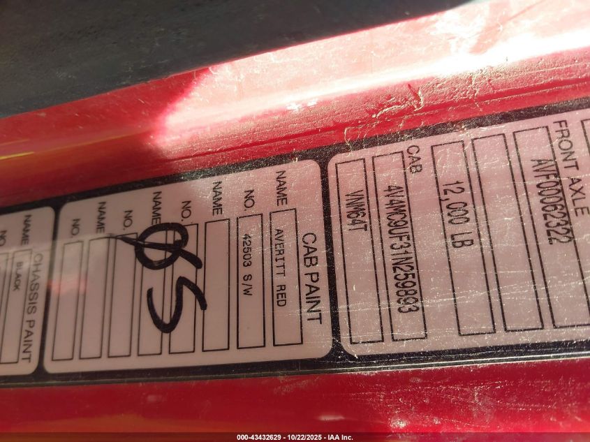 2001 Volvo Vn Vnm VIN: 4V4MC9UF31N259893 Lot: 43432629