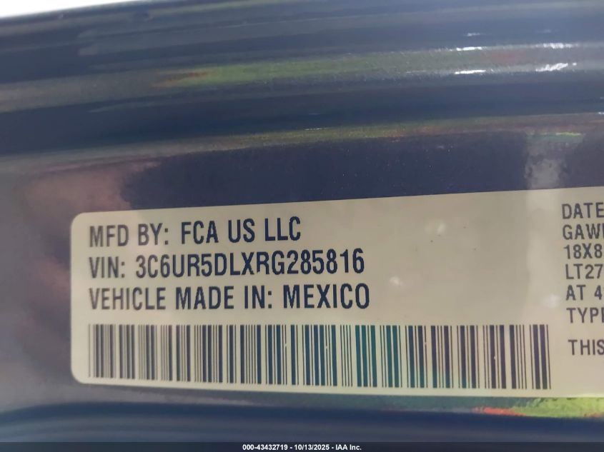 2024 Ram 2500 Big Horn 4X4 6'4 Box VIN: 3C6UR5DLXRG285816 Lot: 43432719