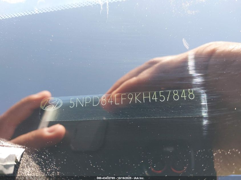 2019 Hyundai Elantra Sel VIN: 5NPD84LF9KH457848 Lot: 43432769