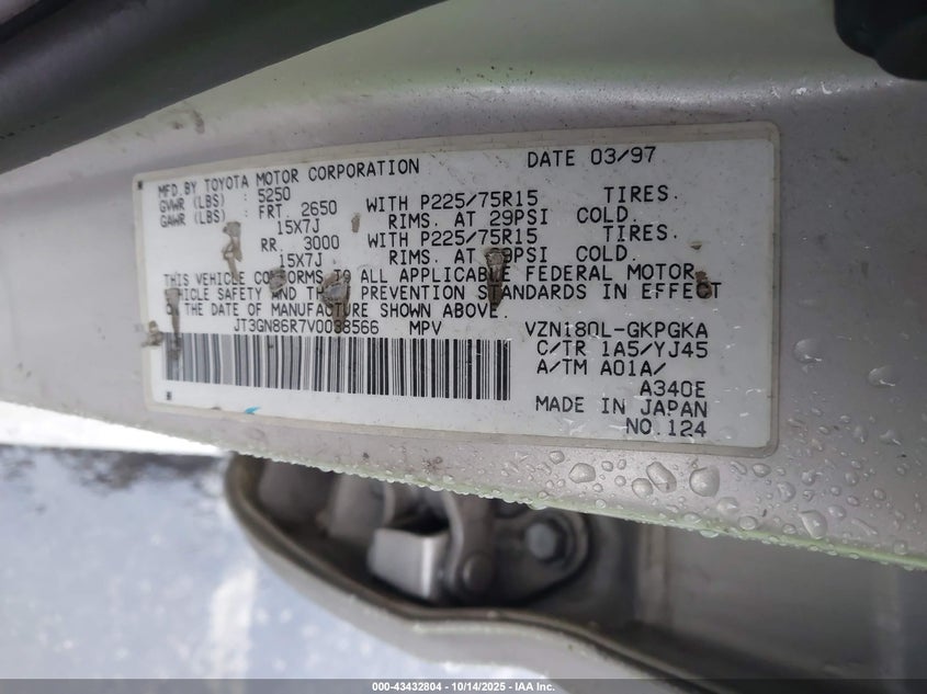 JT3GN86R7V0038566 1997 TOYOTA 4RUNNER photo no. 9