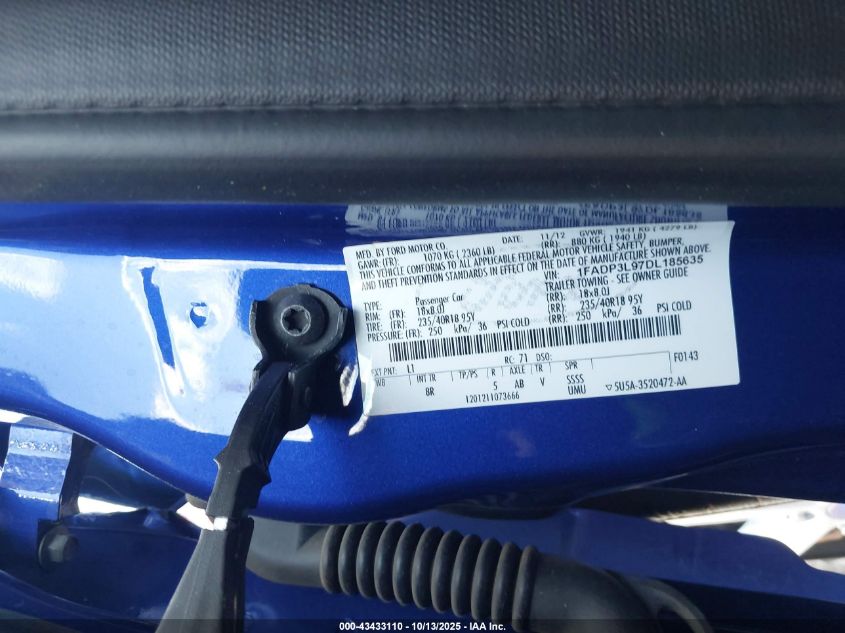 2013 Ford Focus St VIN: 1FADP3L97DL185635 Lot: 43433110