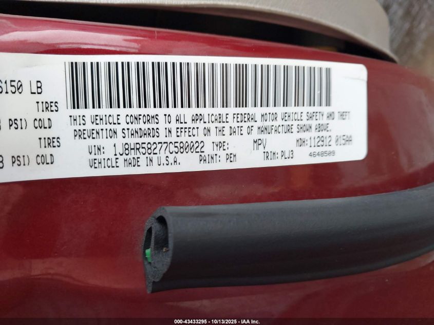 2007 Jeep Grand Cherokee Limited VIN: 1J8HR58277C580022 Lot: 43433295