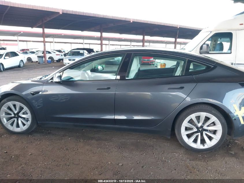 2022 Tesla Model 3 Rear-Wheel Drive VIN: 5YJ3E1EA9NF136478 Lot: 43433310