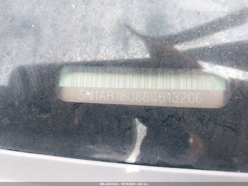 2008 Nissan Pathfinder Se VIN: 5N1AR18U88C613206 Lot: 43433332