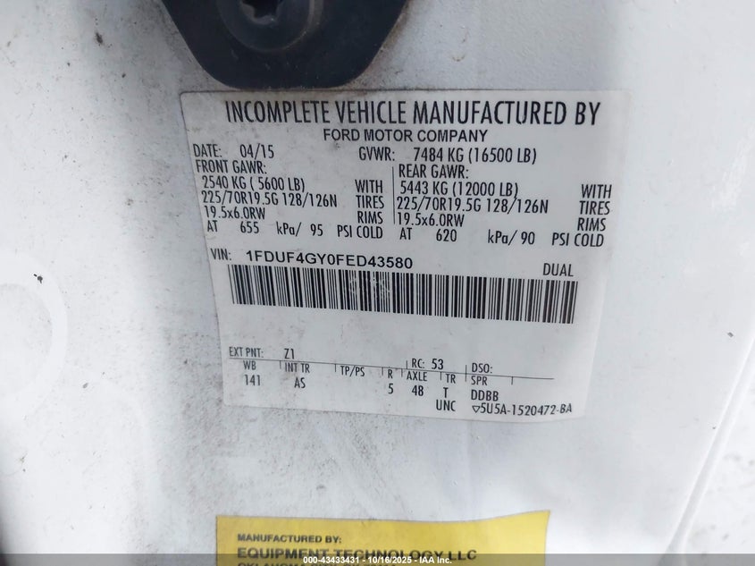 1FDUF4GY0FED43580 2015 FORD F450 photo no. 8