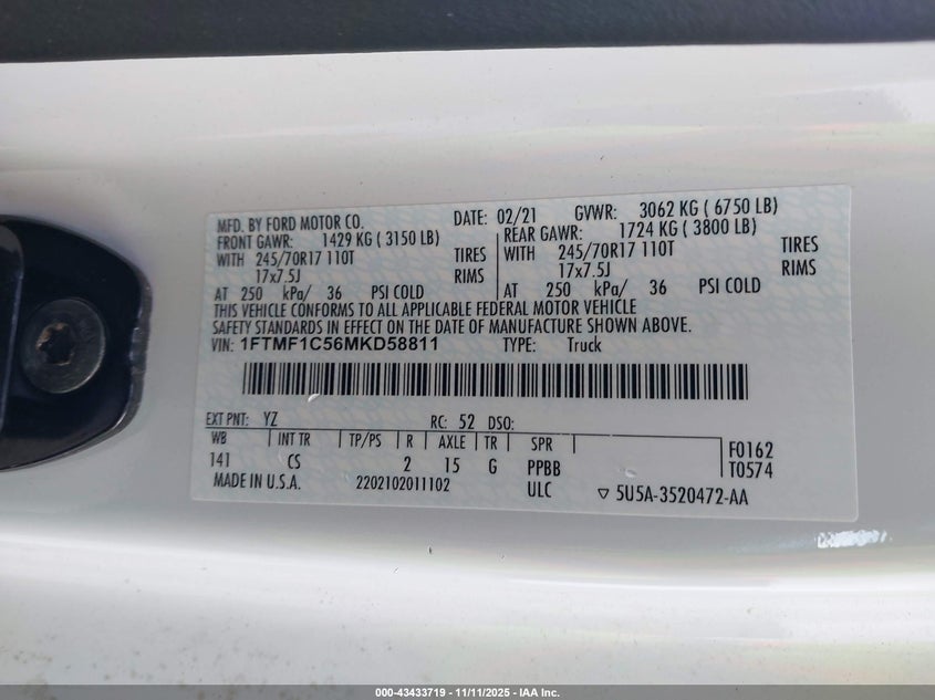 1FTMF1C56MKD58811 2021 FORD F-150 photo no. 9