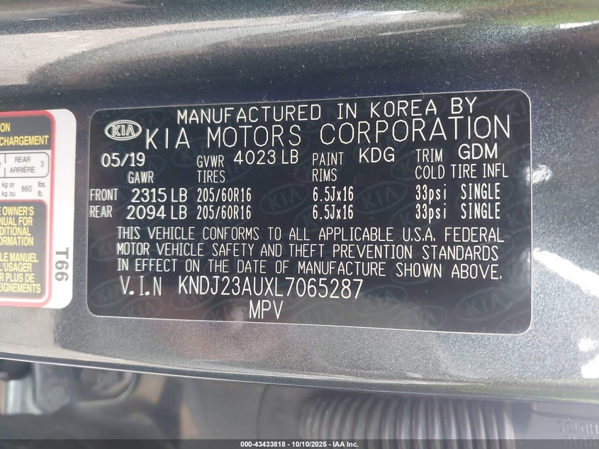 2020 KIA SOUL S KNDJ23AUXL7065287