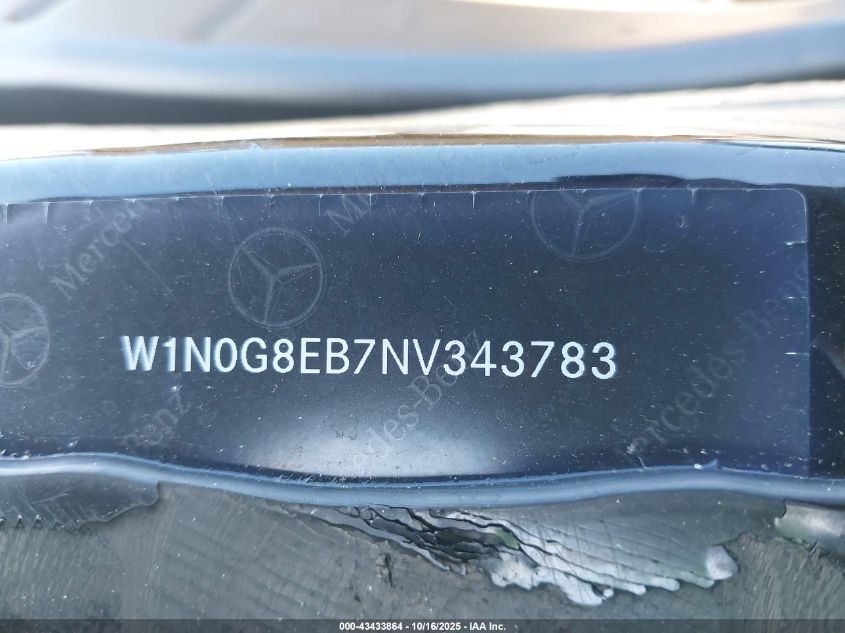 2022 Mercedes-Benz Glc 300 4Matic Suv VIN: W1N0G8EB7NV343783 Lot: 43433864