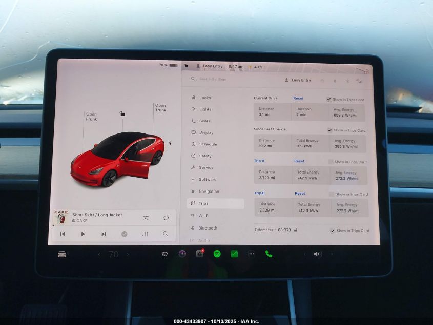 2019 Tesla Model 3 Long Range/Performance VIN: 5YJ3E1EB7KF418235 Lot: 43433907