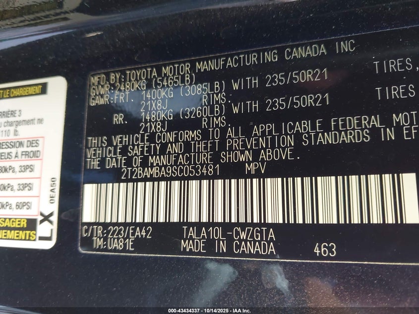 2025 LEXUS RX 350 PREMIUM 2T2BAMBA9SC053481