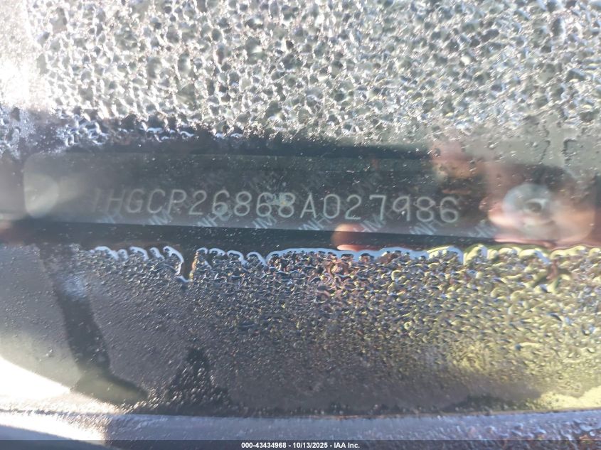 2008 Honda Accord 2.4 Ex-L VIN: 1HGCP26868A027986 Lot: 43434968