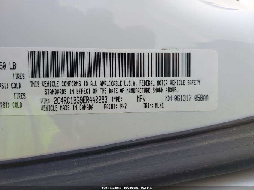 2014 Chrysler Town & Country Touring VIN: 2C4RC1BG9ER440293 Lot: 43434978