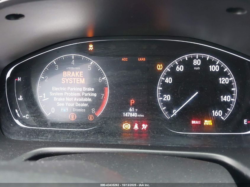 2019 Honda Accord Ex-L VIN: 1HGCV1F51KA136465 Lot: 43435262