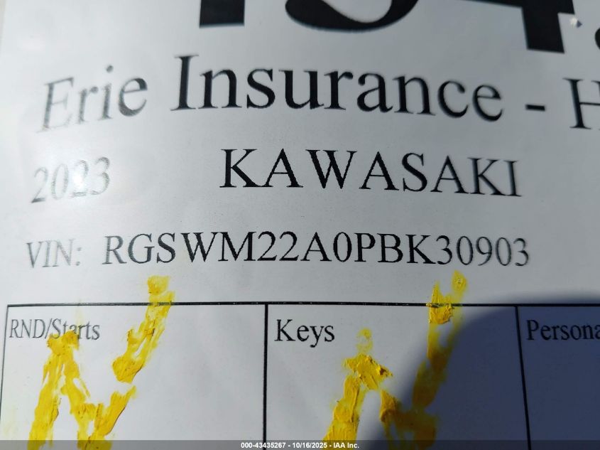 2023 Kawasaki Kvf300 C VIN: RGSWM22A0PBK30903 Lot: 43435267