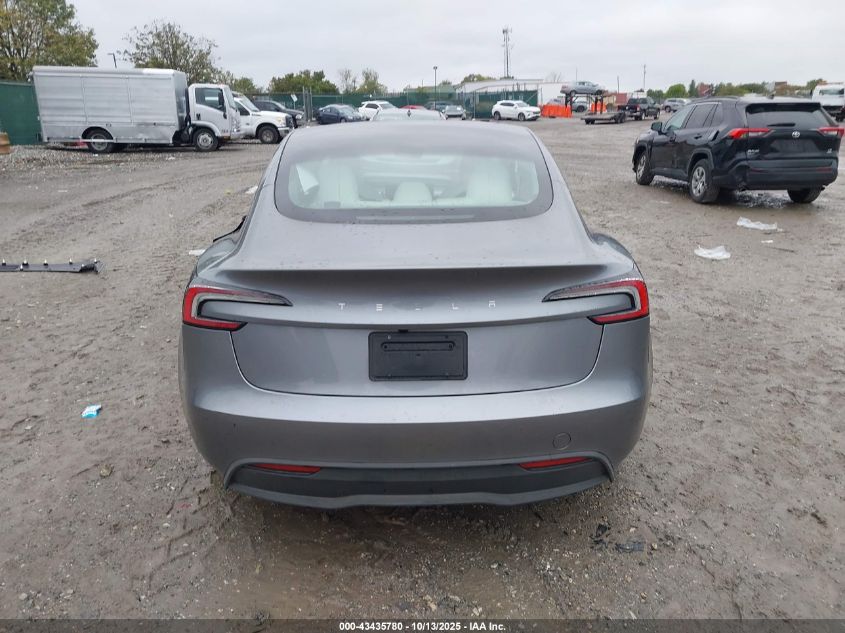 2025 Tesla Model 3 Long Range Rear-Wheel Drive VIN: 5YJ3E1EA1SF031705 Lot: 43435780
