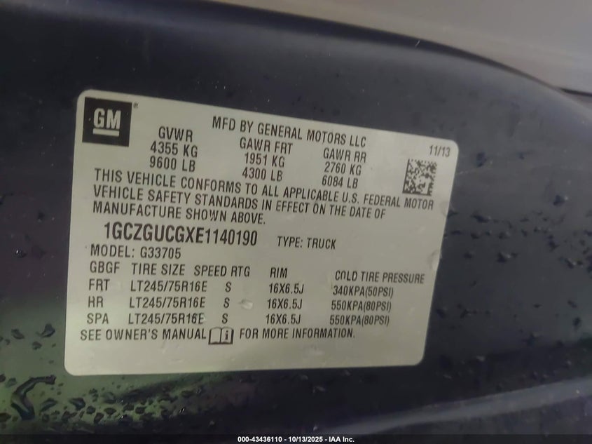 2014 CHEVROLET EXPRESS 3500 WORK VAN - 1GCZGUCGXE1140190