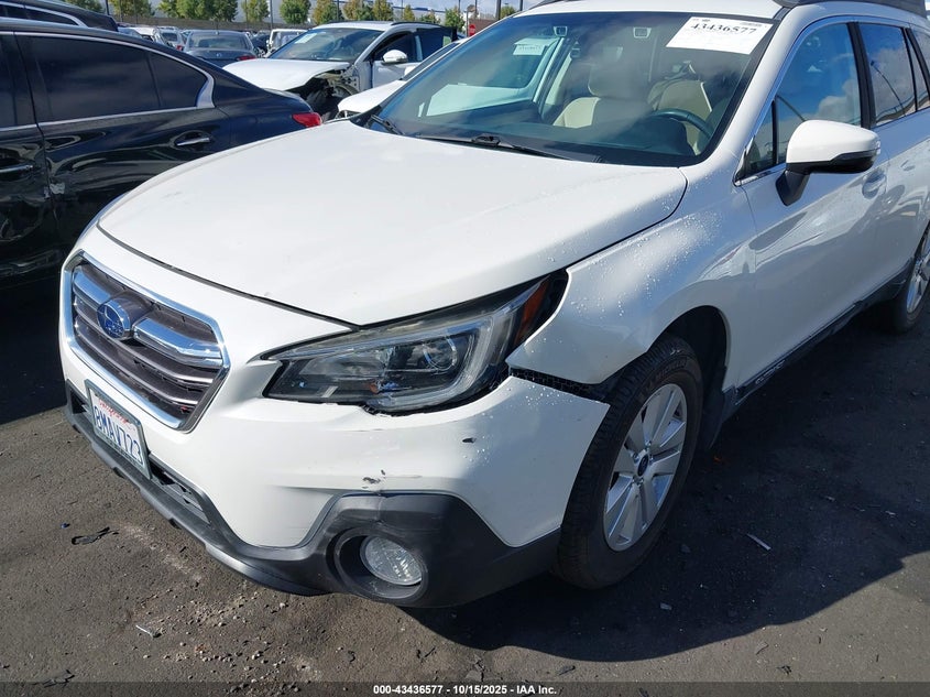 2019 Subaru Outback 2.5 2.5i Premium White Lot 111043436577 Vin 4S4BSAHC6K3395449