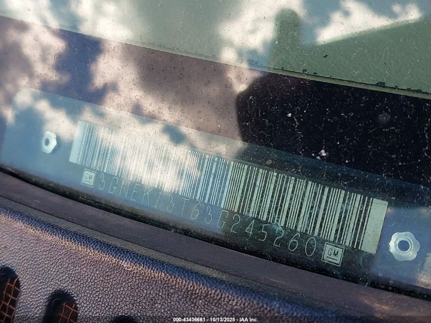 2003 Chevrolet Avalanche 1500 VIN: 3GNEK13T63G245260 Lot: 43436661