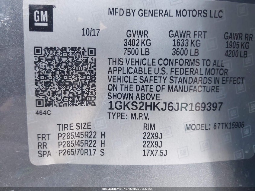 2018 GMC YUKON XL DENALI 1GKS2HKJ6JR169397