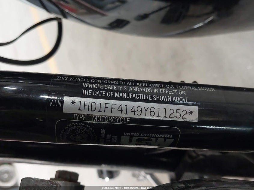 2009 Harley-Davidson Flhtc VIN: 1HD1FF4149Y611252 Lot: 43437032