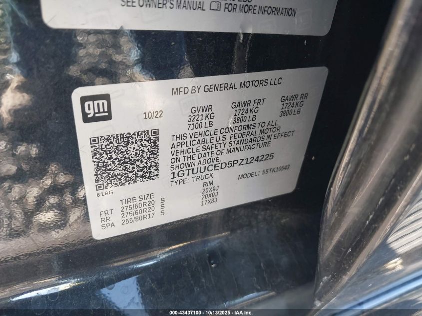 2023 GMC Sierra 1500 4Wd Short Box Elevation With 3Sb VIN: 1GTUUCED5PZ124225 Lot: 43437100