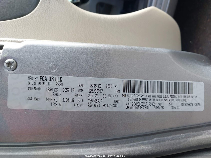 2020 DODGE GRAND CARAVAN SXT - 2C4RDGCGXLR179459