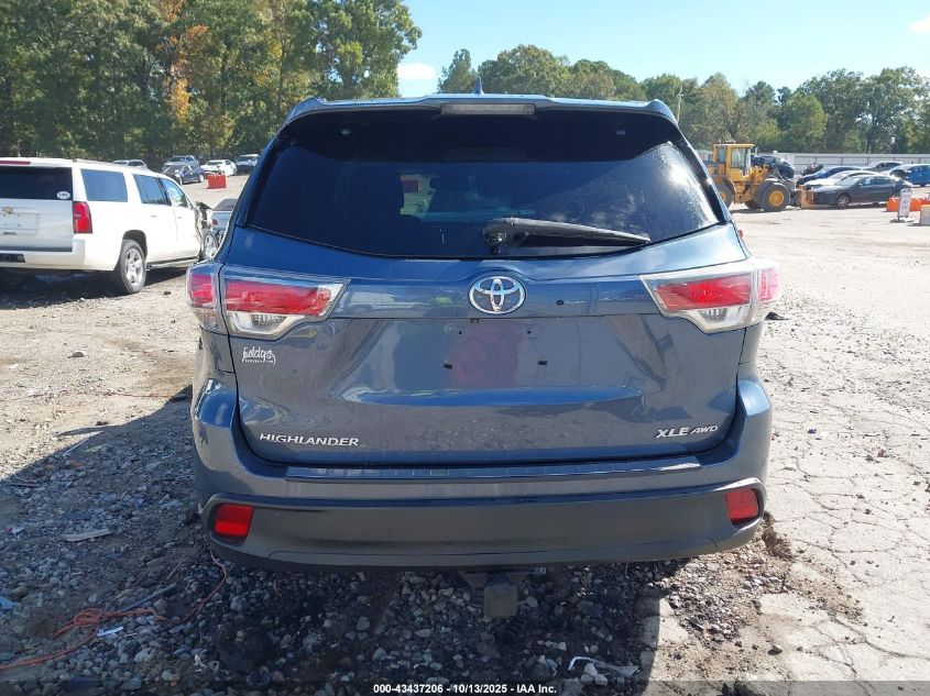 2016 Toyota Highlander Xle V6 VIN: 5TDJKRFH0GS228426 Lot: 43437206