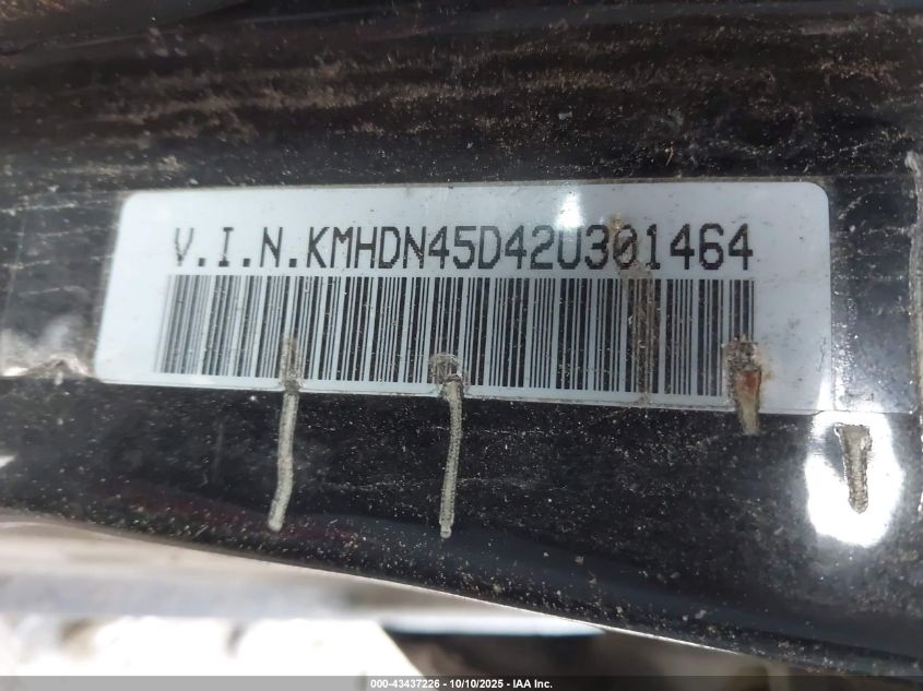 2002 Hyundai Elantra Gls VIN: KMHDN45D42U301464 Lot: 43437226