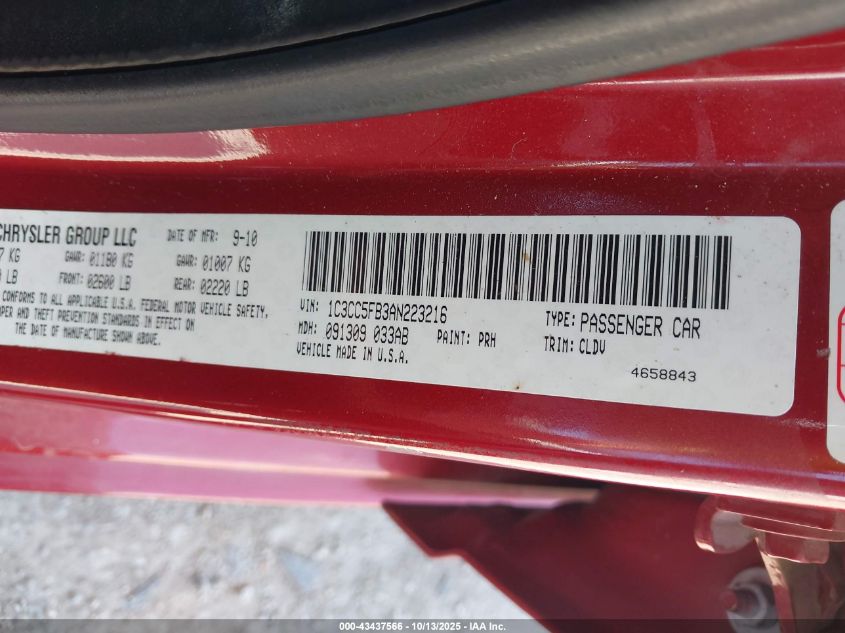 2010 Chrysler Sebring Limited VIN: 1C3CC5FB3AN223216 Lot: 43437566