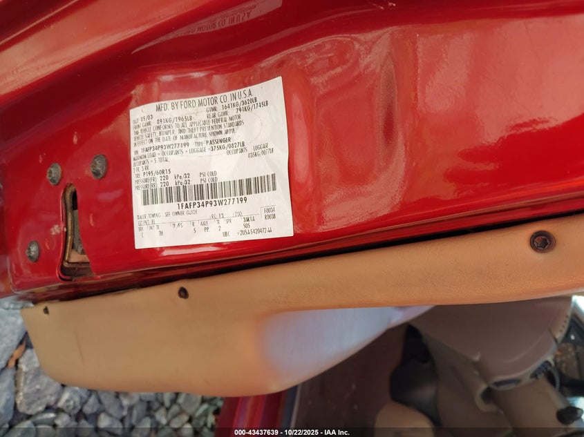 1FAFP34P93W277199 2003 FORD FOCUS photo no. 9