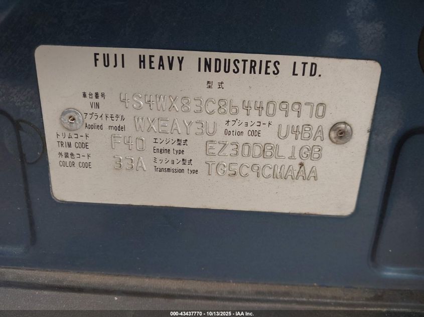 2006 Subaru B9 Tribeca Limited 5-Passenger VIN: 4S4WX83C864409970 Lot: 43437770