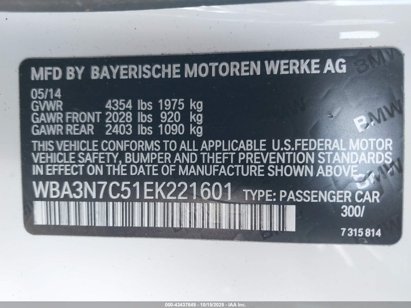 2014 BMW 428I WBA3N7C51EK221601