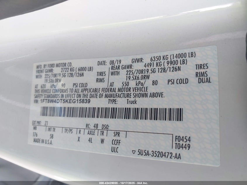 1FT8W4DT5KEG15839 2019 FORD F450 photo no. 8