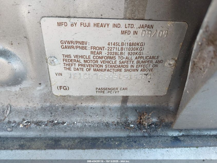 2005 Subaru Impreza Wrx Sti VIN: JF1GD70695L515381 Lot: 43439118