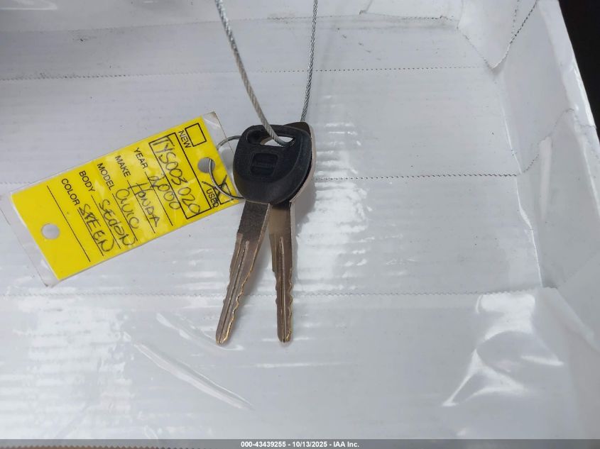 2000 Honda Civic Lx VIN: JHMEJ6677YS003020 Lot: 43439255